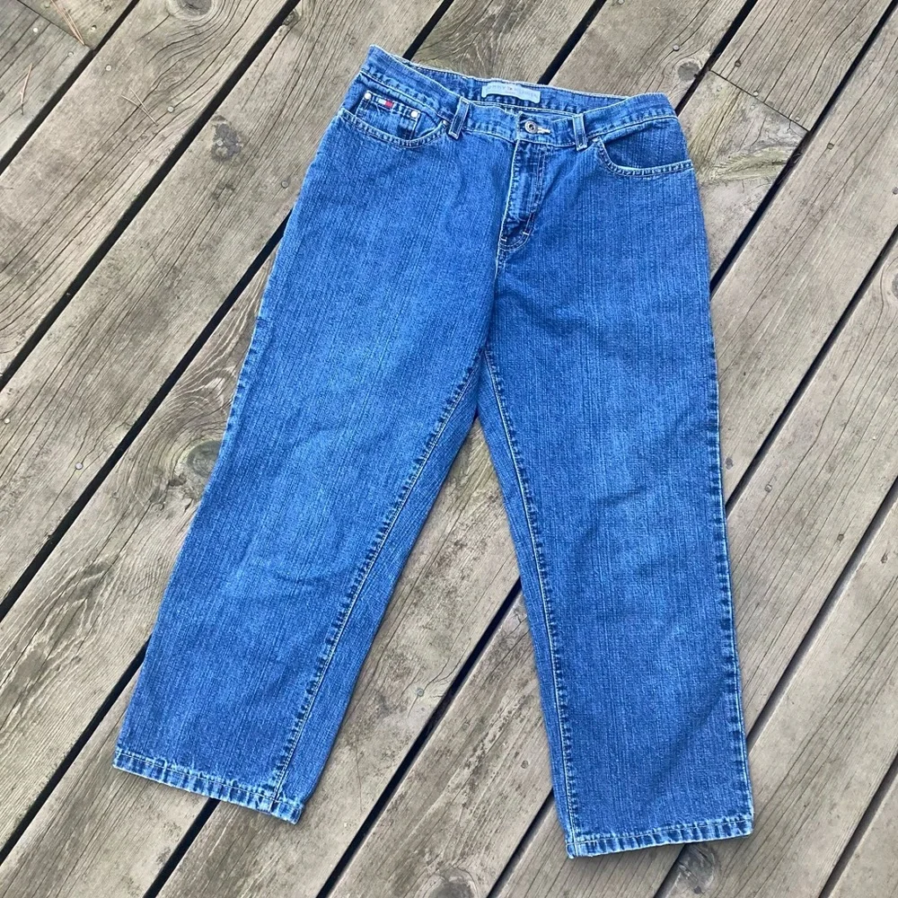 TOMMY HILFIGER Vintage Cropped Wide Leg Jeans Blue Denim Size 8 - Picture 3 of 12